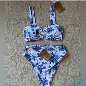Blue Floral Women's Bikini Set